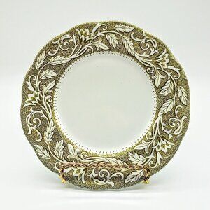Vintage English Staffordshire Renaissance Green Dessert Plate